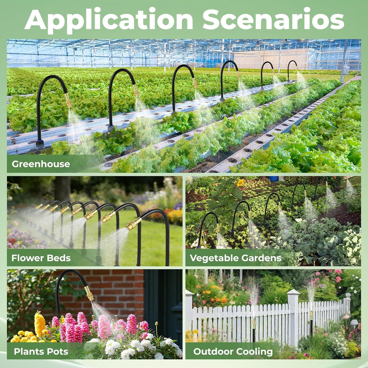 50FT Drip Irrigation System for Starter: Small Garden Quick Connect 1/4" PE Water Tubing Automatic 11Pcs Sprinkler Kit Adjustable Misting Part Watering Hose Outdoor Raised Bed Plants Flower Greenhouse
