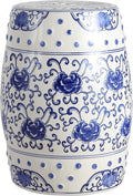 JONATHAN Y TBL1000A Lotus Flower 17.8" Chinoiserie Ceramic Drum Indoor/Outdoor by JONATHANY