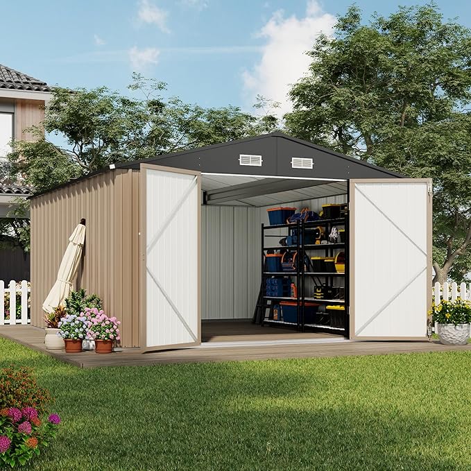 Devoko 10x12 FT Outdoor Storage Shed, Large Metal Storage Sheds by DEVOKO
