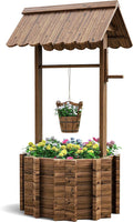 UDPATIO Wishing Wells for Outside, Wooden Wishing Well Planter for Yard by UDPATIO