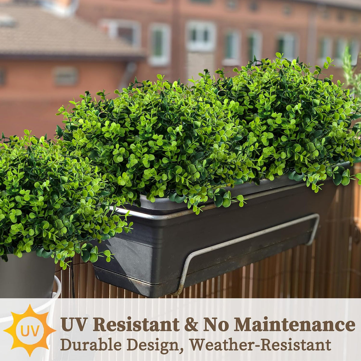 ColoPlay 20 Bundles Artificial Greenery Boxwood Plants, Fake Outdoor Plants | Artificial Plants Outdoor/Indoor, Fake Plant for Ouside Garden Porch, Window Box, Home Wedding, Farmhouse