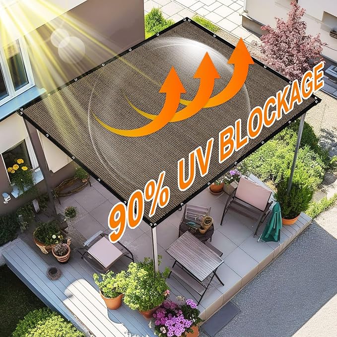 Artpuch 90% Sun Shade Cloth, 8 x 12 FT Pergola Shade Cover Canopy - Image 3