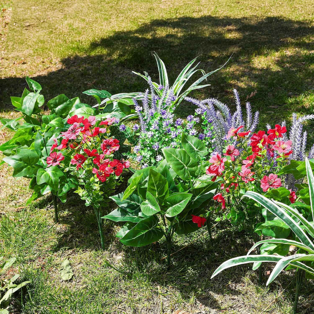 Starttag Artificial Bunches Greenery Plants Fake Plastic Leaves with Stems UV Resistant Outside Faux Plants Bushes for Outdoor Patio Garden Front Porch Yard Decor