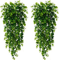 Sggvecsy 4 Pack Artificial Hanging Plants Fake Hanging Plant Faux Hanging Eucalyptus Plants UV Resistant Plastic Plants for Indoor Outdoor Room Wall Wedding Patio Porch Decor