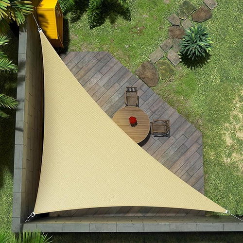 Amgo Custom Size 17' x 20' x 26.2' Beige Right Triangle Sun Shade Sail Order to by Amgo
