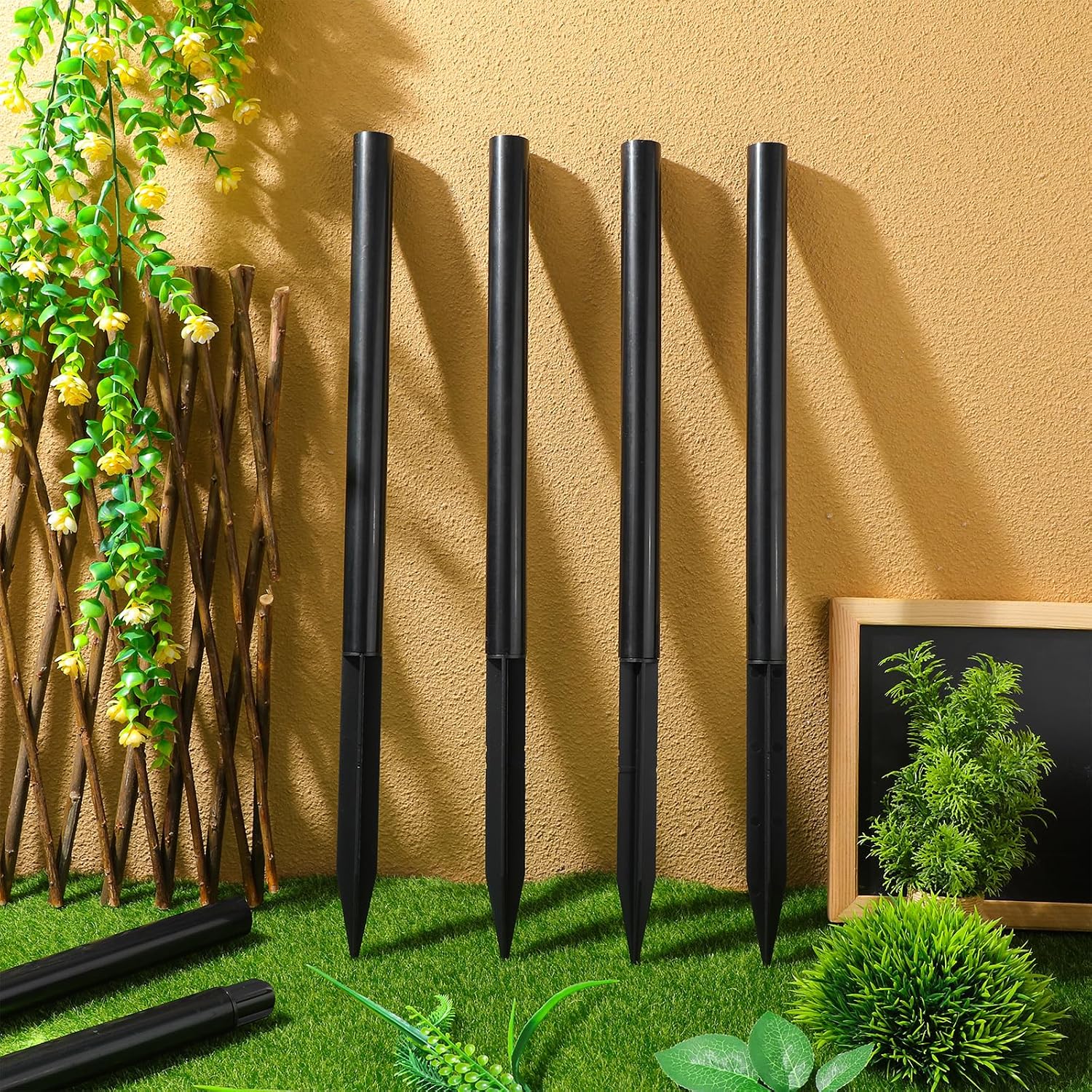 Uonlytech 8 Sets Pathway Extension Garden Solar Plastic Ground Outdoor Landscaping Spike Spikes Connectors Part for Lights Stakes Patio Tube Replacement Landscape Yard Light Torch with