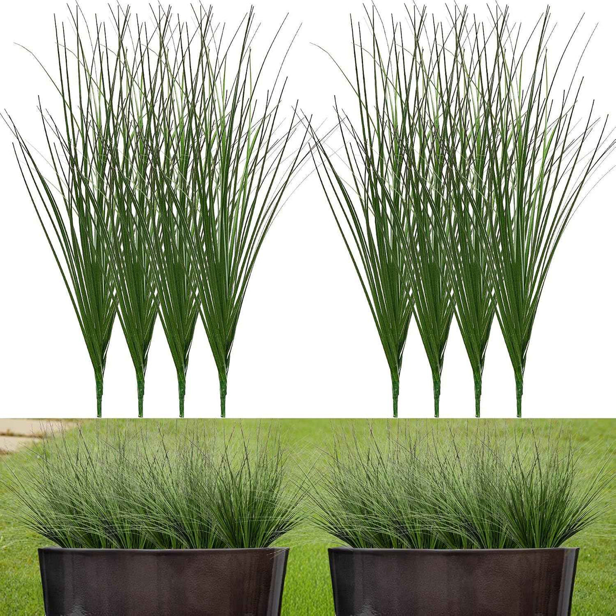 Artificial Wheat Grass, 8 Stems, 17.3" Fake Plants Faux Grass Greenery for Indoor & Outdoor Décor, Artificial Greenery for Planters, Porch, Patio & Home Decoration