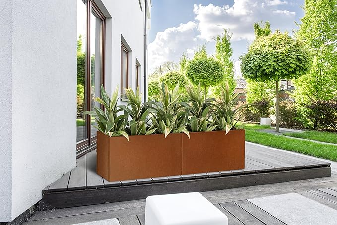 Corten Steel Corner Metal Planter Box L36 x W12 x D16 Rusted Garden Steel - Image 9