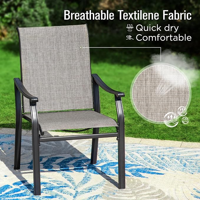 Sophia & William Outdoor Dining Set 5 Pieces, 4 Comfortable Textilene Chairs - Image 4