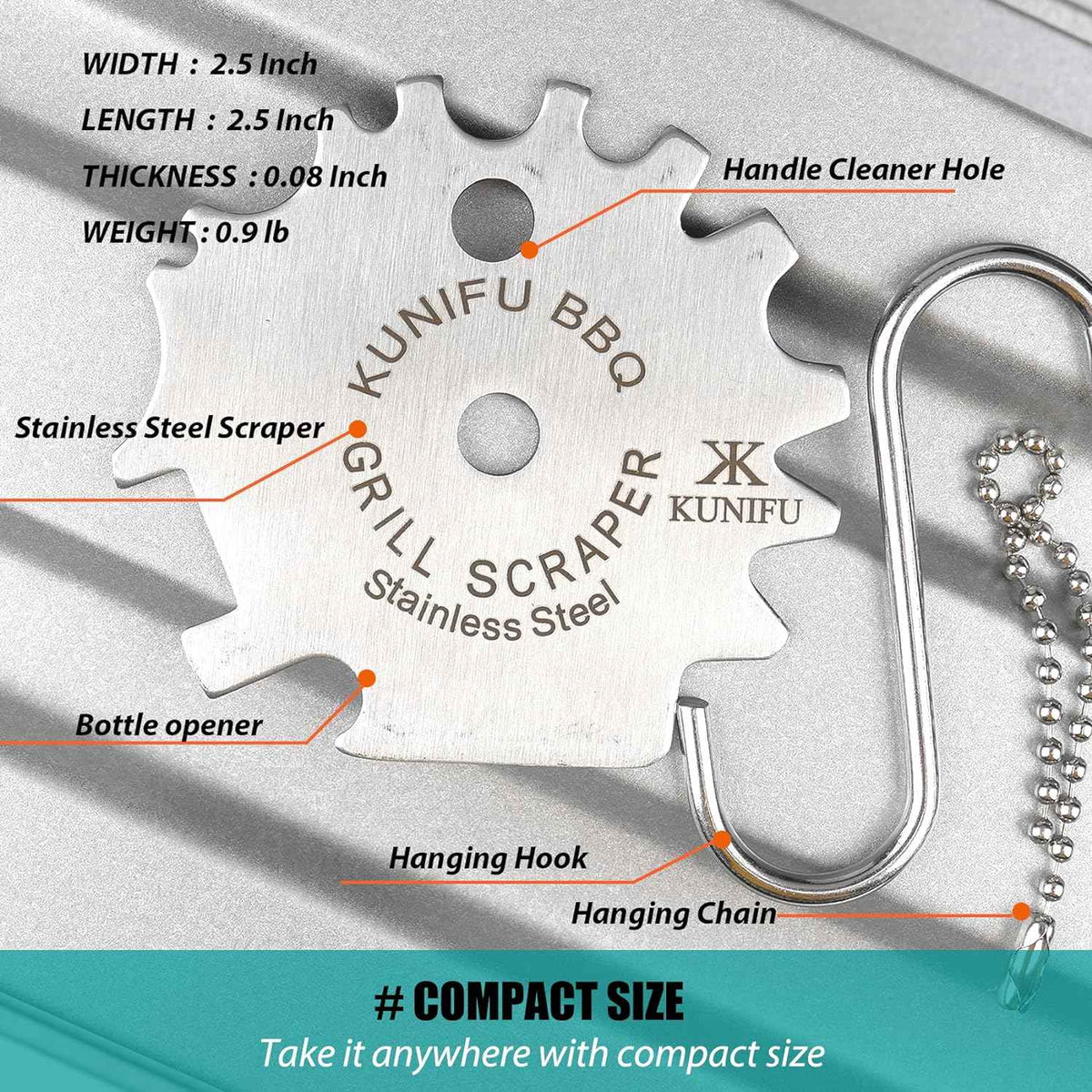 BBQ Grill Scraper, Bristle-Free for Griddle, Stocking Stuffers, Men's Gift | Kitchen Gadgets Cleaner, Camping Accessories, Perfect Gifts for Men, Dad, Husband, Boyfriend, Fathers Day.
