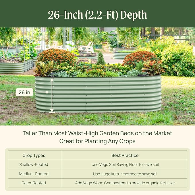 Vego garden 26" Extra Tall Raised Garden Bed Kits, 9 in 1 Modular Raised - Image 5