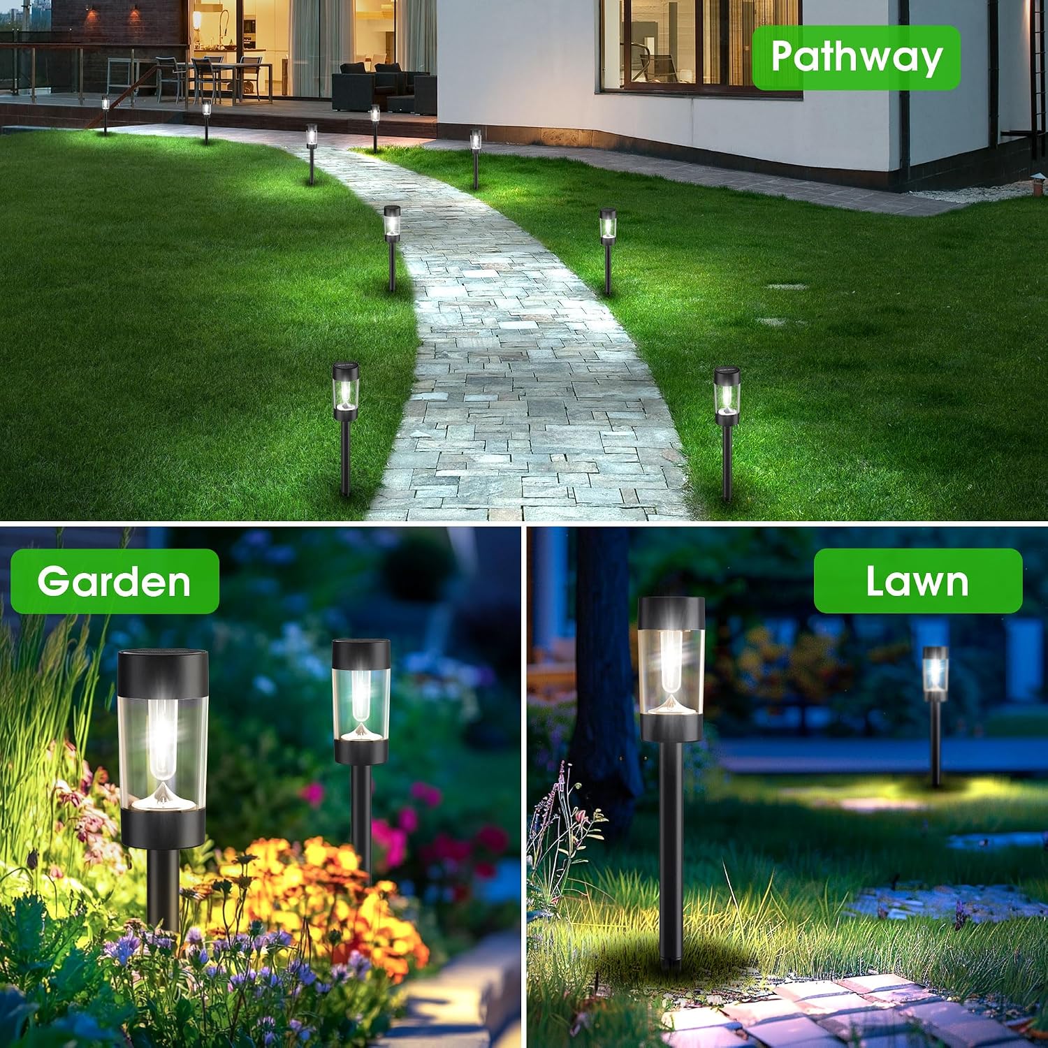 Eyrosa Solar Pathway Lights Outdoor Waterproof, 12 Pack, Cool White | Solar Landscape Lighting for Pathway Garden Yard Path Walkway Driveway Lawn Outside Décor