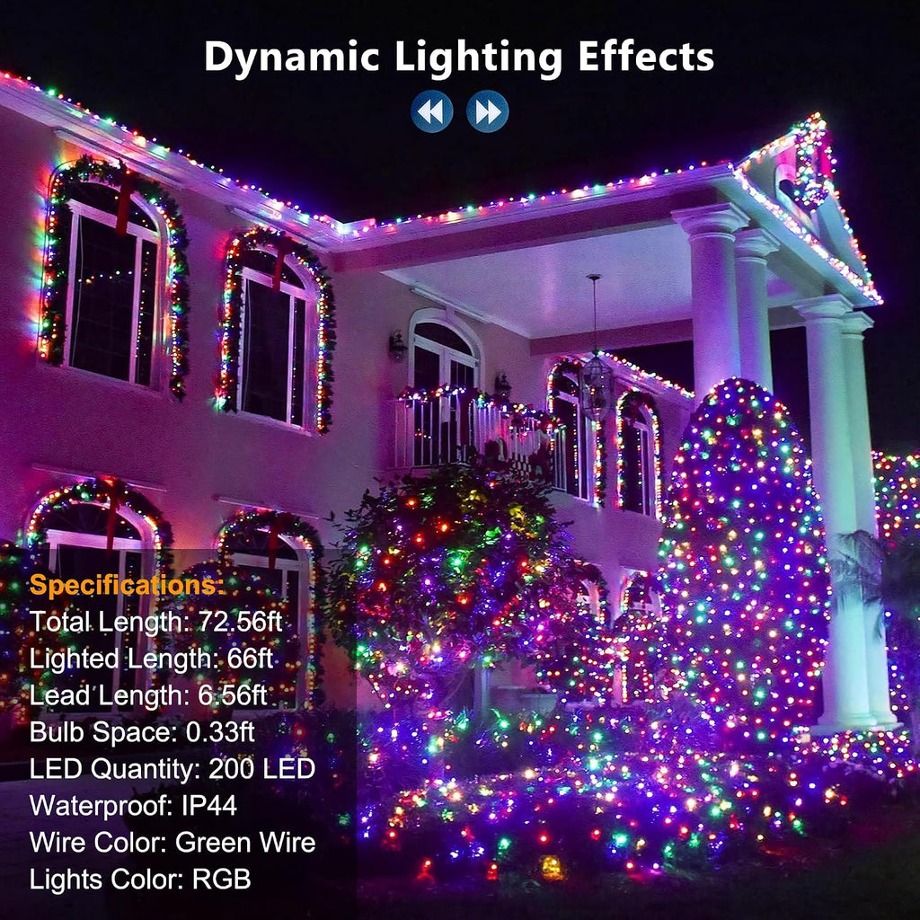 Brizled Halloween Lights Outdoor, Orange Purple Tree Lights, 200 LED, 66 ft | Color Changing Christmas Lights Indoor, Music Sync, 120+ Modes Dimmable Remote Mini Light with Timer for Garland Window Yard