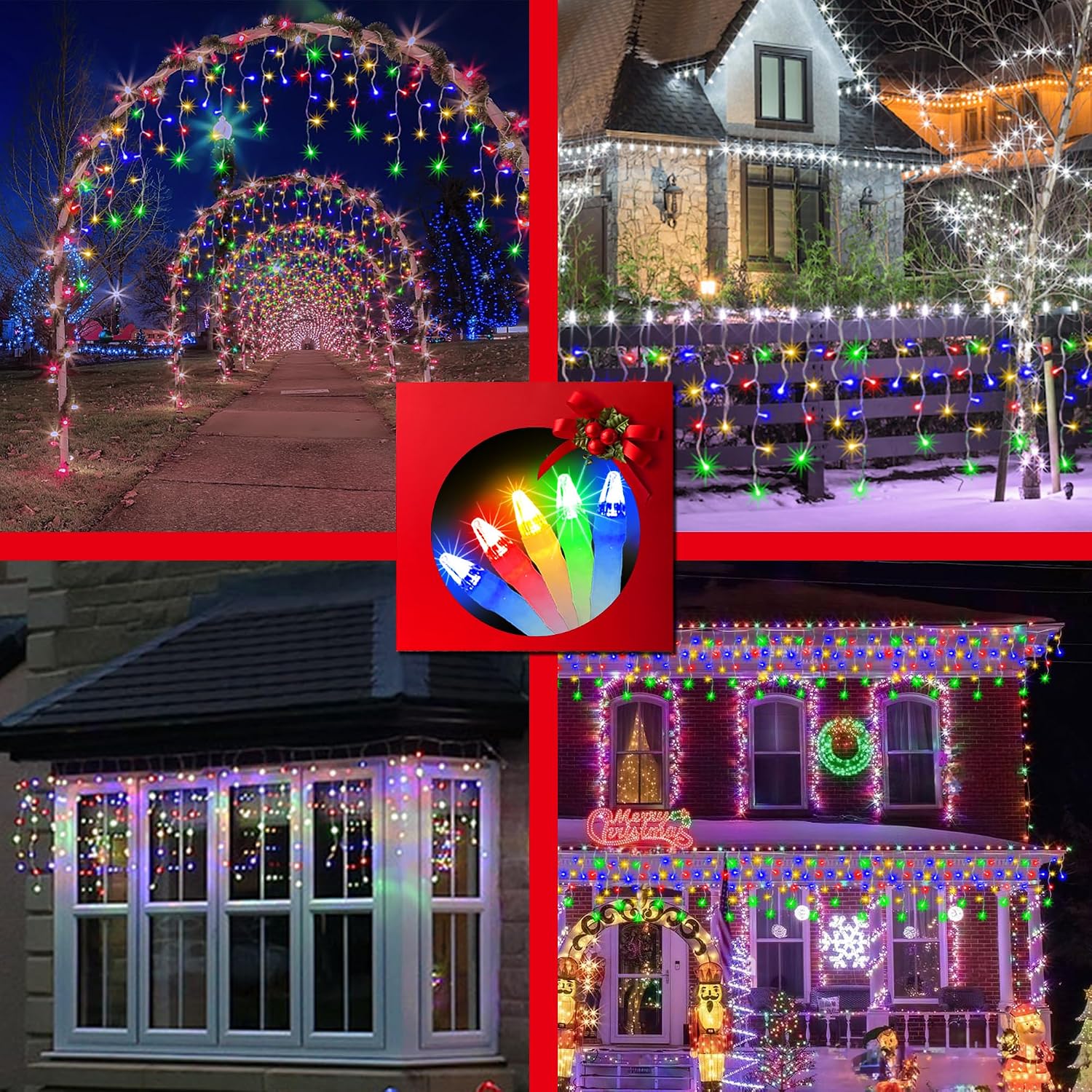 670 LED 66FT Christmas Icicle Lights, 148 Drops, 12 Modes, Multicolor | Weather-resistant Twinkle String Lights with Timer Memory and Dimming for Eaves, Roofs, Windows, Patios Decor