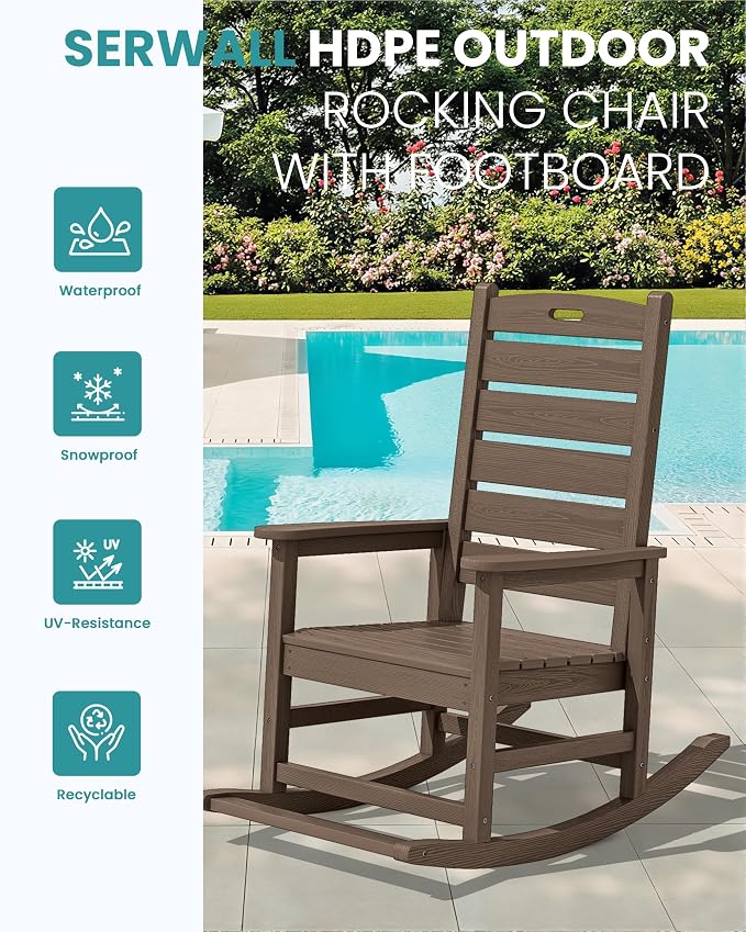 SERWALL Outdoor Rocking Chair, Oversized Rocking Chair - Image 4