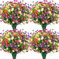 Ouddy Decor 24 Bundles Artificial Silk Flowers for Outdoors, Mixed Color | Realistic fake plants, faux greenery, UV resistant, indoor outside garden porch window box planter office table home decor