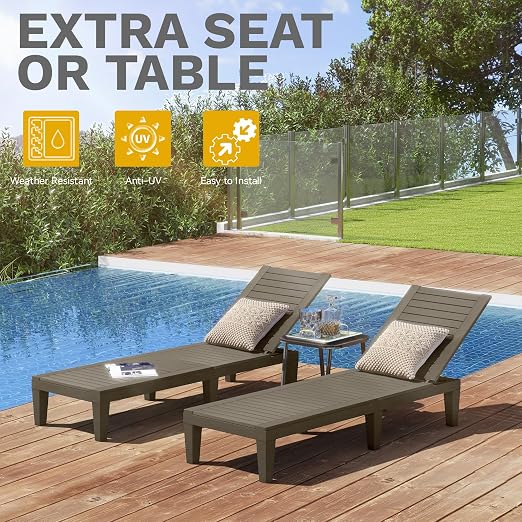 DWVO Outdoor Chaise Lounge, Pool Lounge Chair Set of 4 w/ 5-Level Backrest - Image 7