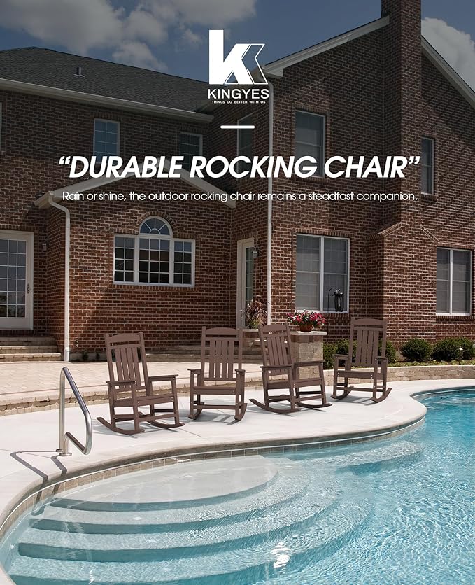 KINGYES HDPE Rocking Chairs Outdoor, Patio Rocking Chairs - Image 6