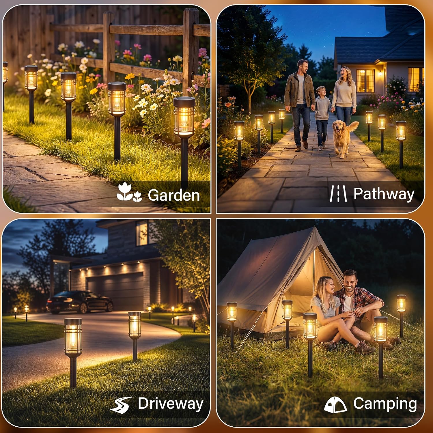Ollny Solar Pathway Lights Outdoor 2 Packs, Solar Garden Lights IP65 Waterproof, LED Solar Powered Path Light Auto On/Off, Landscape Lighting for Yard Walkway Driveway Porch Outside Decor