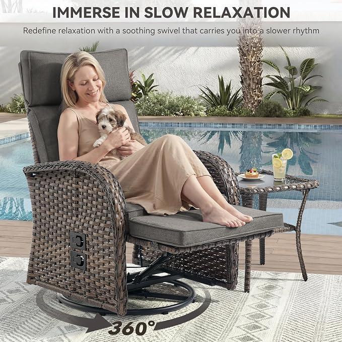 Zero Gravity Patio Swivel Rocking Recliner Chair - Image 4