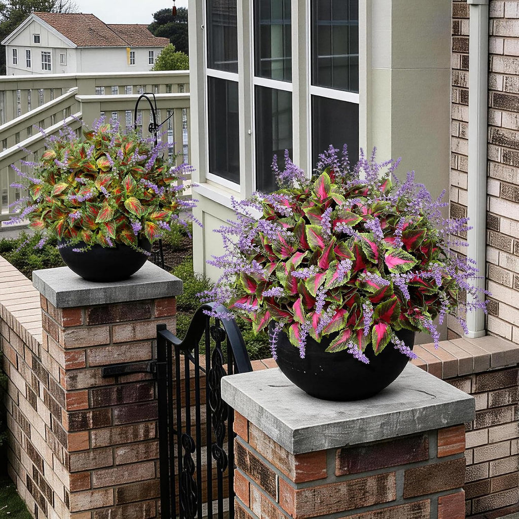 12 Bundles Artificial Coleus Flowers | UV Resistant No Fade Silk Faux Plants | Spring Summer Outdoor Fake Greenery for Garden Patio Planters Front Porch Pathway Decor (Pink)