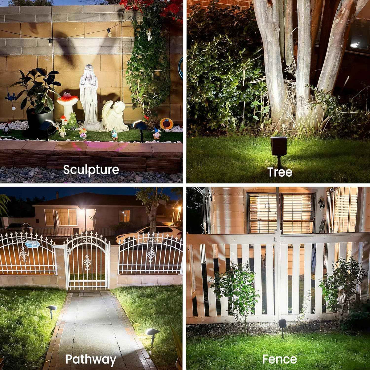 JEJOT Solar Spot Lights Outdoor Waterproof, Solar Spotlights, 4 Pack | 2 Lighting Modes, 120° Adjustable Solar Lights for Yard Garden Lawn Landscape Pathway, Cool White