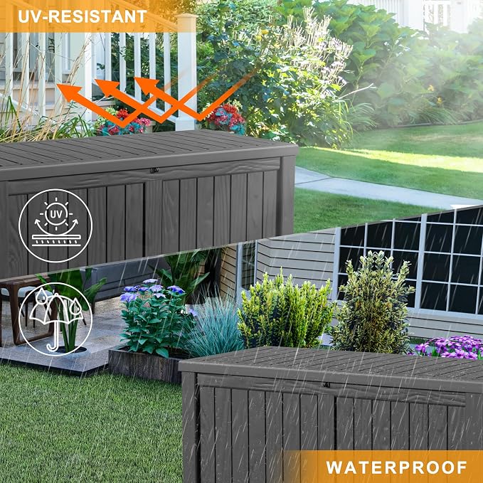 150 Gallon Waterproof Outdoor Storage Box, Resin Deck Box, Lockable Outside - Image 7