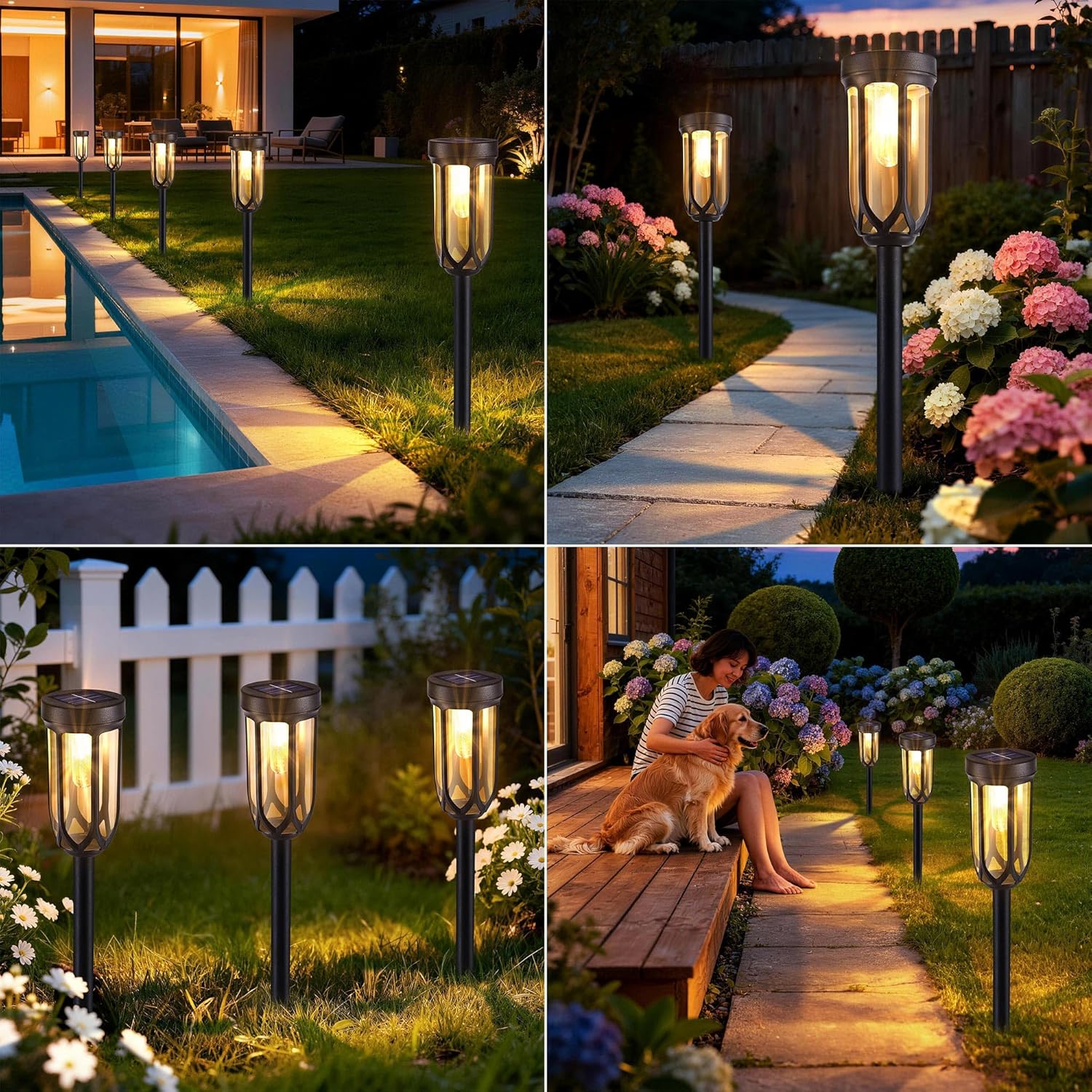 Lomotech 8 Pack Solar Pathway Lights,Warm White | Solar Lights Outdoor Waterproof, Bright LED Solar Garden Lights for Patio Landscape Lawn Yard Walkway Driveway