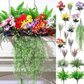 Daifunli 24 Pcs Artificial Plants for Outdoor, Fake Flowers Greenery UV Resistant Faux Plant Stems Shrubs Hanging Porch Patio Garden Window Box Home Wedding Summer Spring Decor(Mix Color)