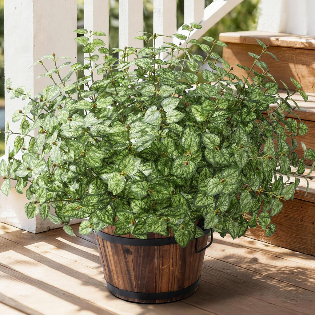 Ivydale Artificial Plants Outdoor UV Resistant 5 Pcs (Green) | Faux Greenery Plants Outdoor Silk Plants with Stems, Fake Plants for Outside Planter Front Porch Patio Pathway Decoration