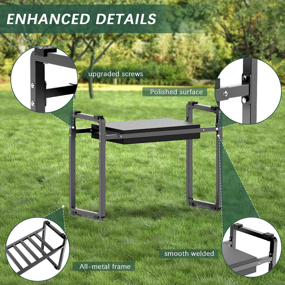 Garden Kneeler and Seat, 10.2" Wider Heavy Duty Thick for Kneeling and Seat | Multifunctional Kneeler Bench, Gardening Gifts for Women, Seniors Grandparents, Black
