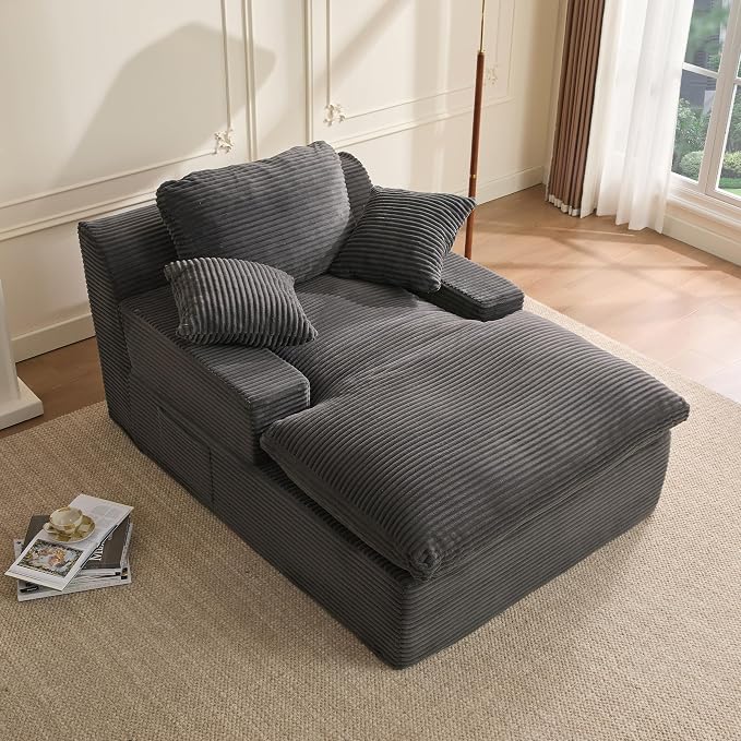 63" Chaise Lounge Chair Indoor, Set of Convertible Sleeper Sofa Couch - Image 9