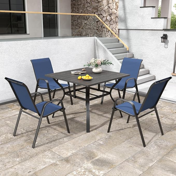 Patio Chairs Set of 6, Stackable Outdoor Dining Chairs - Image 4