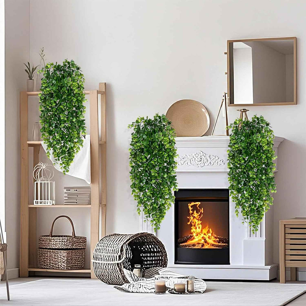 Waipfaru 4Pcs Fake Hanging Plants 2.7FT Fake Plants Fake Vines Greenery | UV Resistant Faux Outdoor Plants Ivy Vines for Modern Boho Patio Outdoor Indoor Party Wall Porch Gazebo Aesthetic Decor