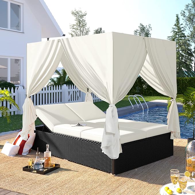 Wicker Metal Outdoor Patio Daybed - Image 3