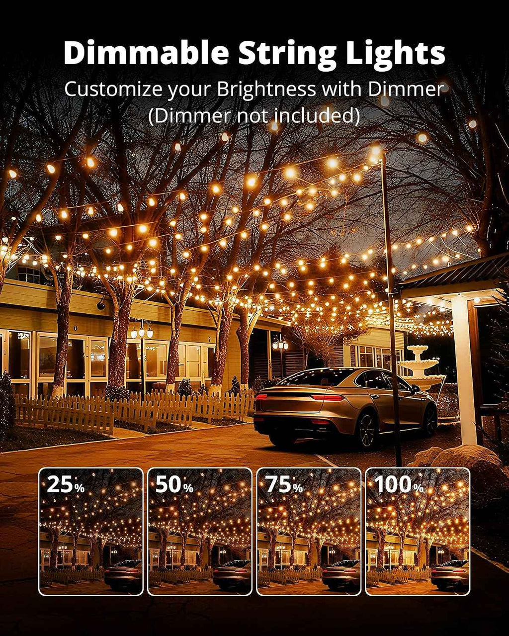 VIPAR Outdoor Lights,100FT ST38 Patio String Lights Waterproof for Outside | ETL, Vintage LED Edison Bulbs,Connectable, Shatterproof,Waterproof,2700KDimmable for Backyard Porch Balcony Garden Deck Decor