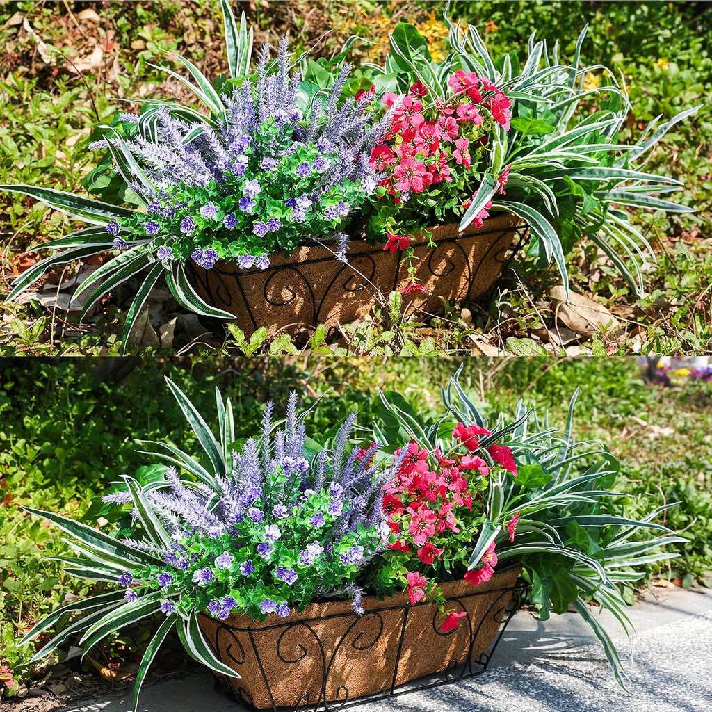 Starttag Artificial Bunches Greenery Plants Fake Plastic Leaves with Stems UV Resistant Outside Faux Plants Bushes for Outdoor Patio Garden Front Porch Yard Decor