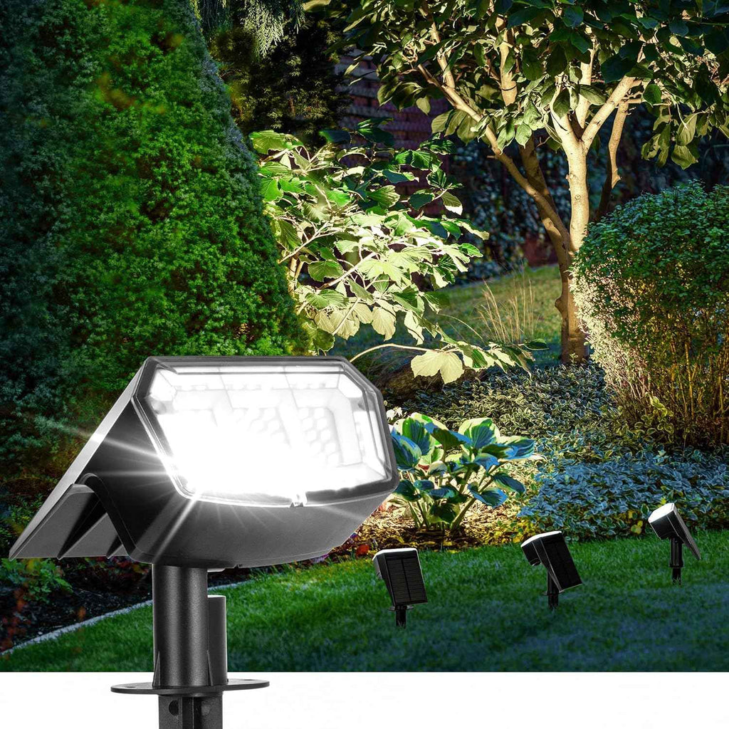 AUDERWIN Solar Spot Lights Outdoor Waterproof, 10 Pack, Cool White | 63 LED, 3 Lighting Modes, Solar Landscape Lights for Yard, Garden, House, Garage, Pathway, Tree, Backyard
