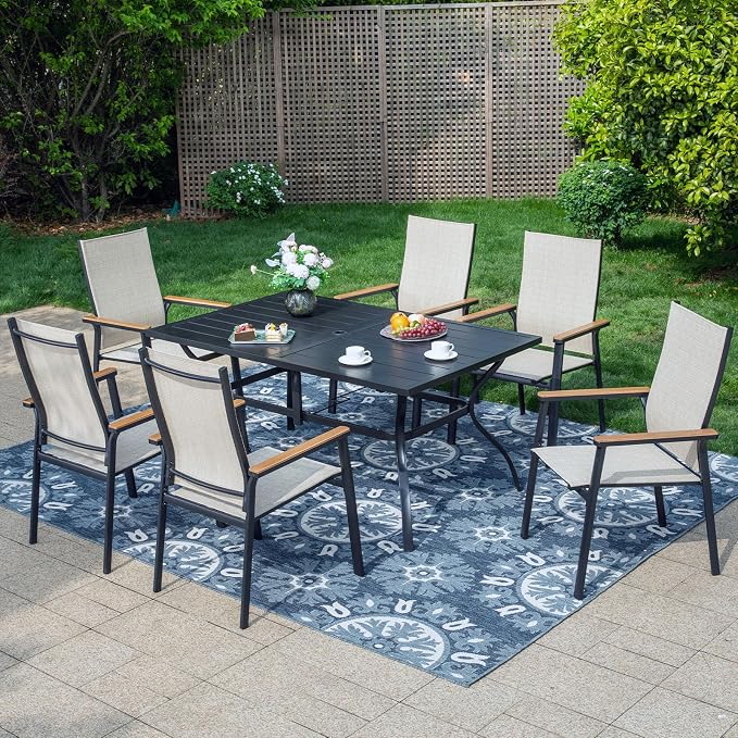 PHI VILLA 7 PCS Patio Dining Set, Aluminum Outdoor Furniture, Patio Table and by PHIVILLAThepioneerofcomfortablehouseholdsupplies