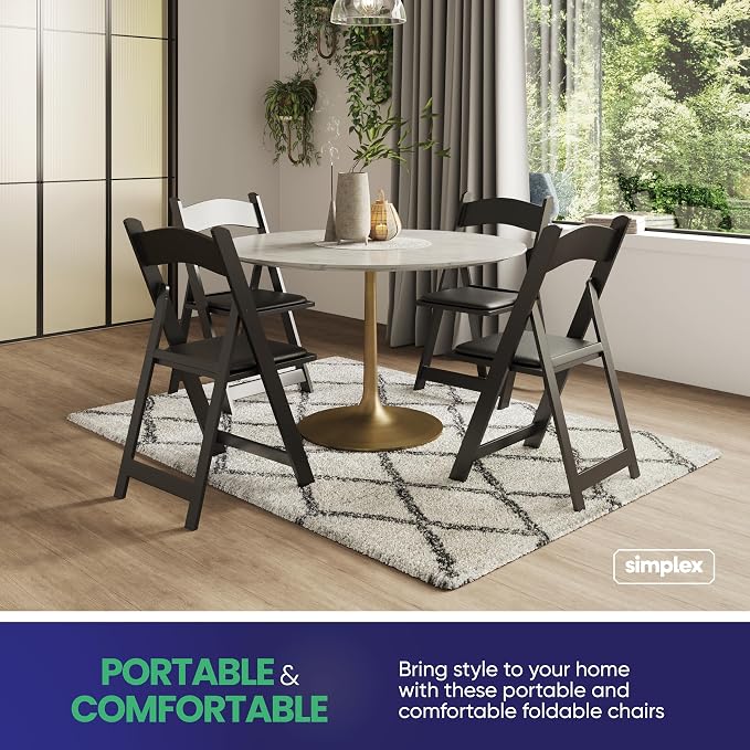 SIMPLEX 24 Black Resin Stackable Folding Chair - Image 4