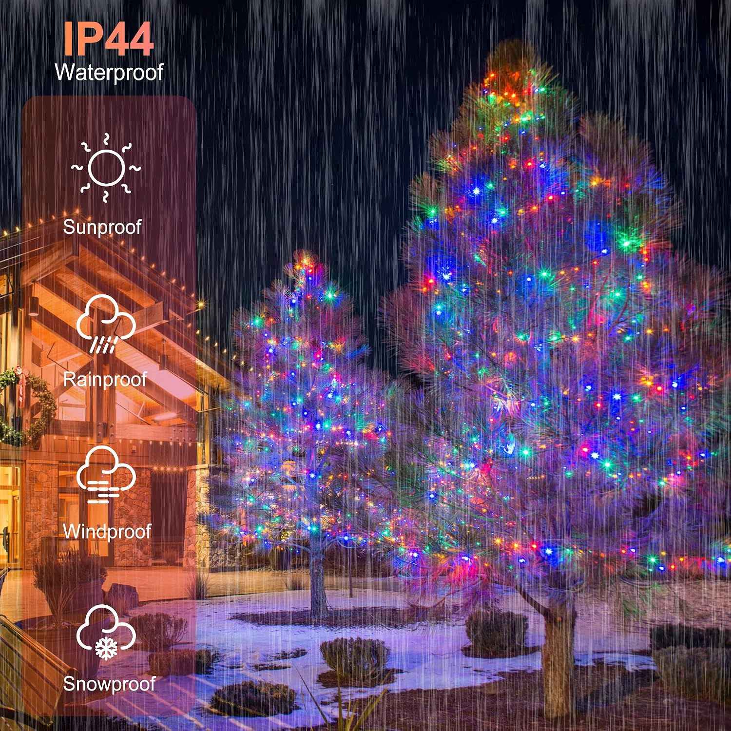 weillsnow 164 FT 500 LED Christmas Lights Outdoor, Waterproof Christmas Fairy Lights with Timer, Plug in Multicolor LED String Lights with 8 Modes for Bedroom Wedding Party Xmas Decoration