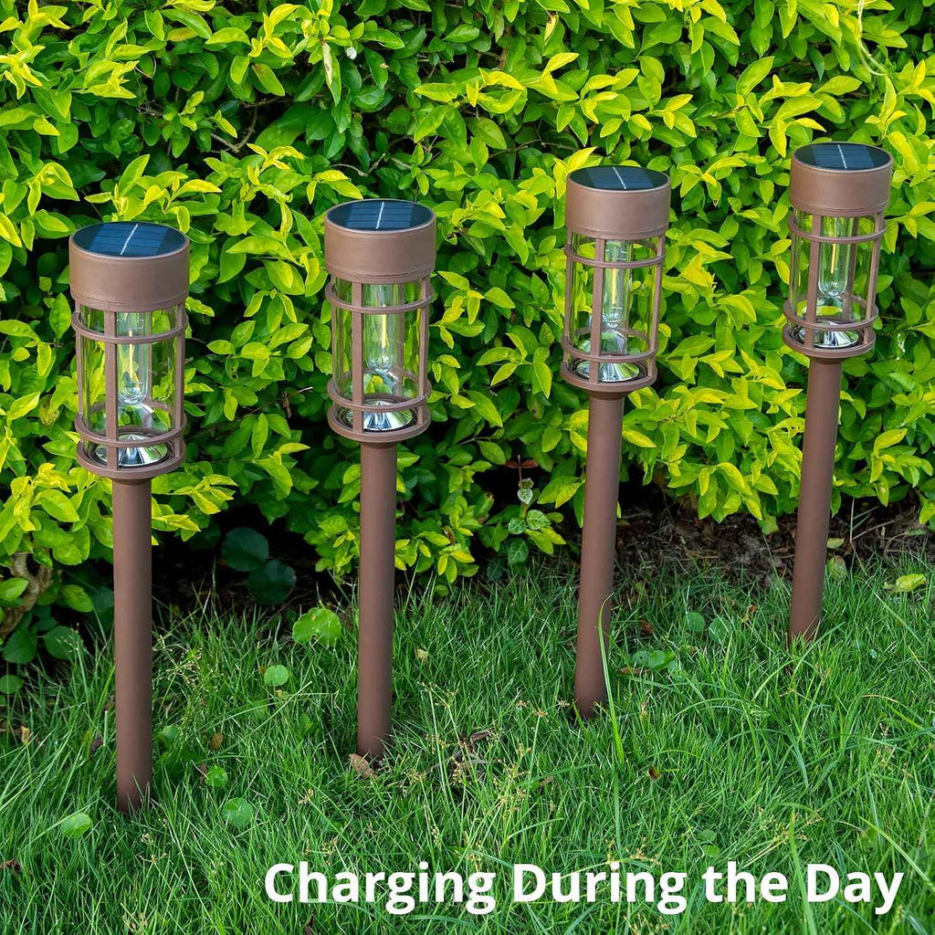 ILANCK Solar Pathway Lights Outdoor Solar Lights 8 Pack Metal & Glass Design - Waterproof Auto On/Off Bright Long-Lasting Garden Landscape Lighting Walkway Driveway