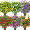 24 Bundles Artificial Flowers for Outdoors, Mixed Color | Faux plastic flowers, UV resistant, fake greenery shrubs plants, spring summer porch window garden planter home decor