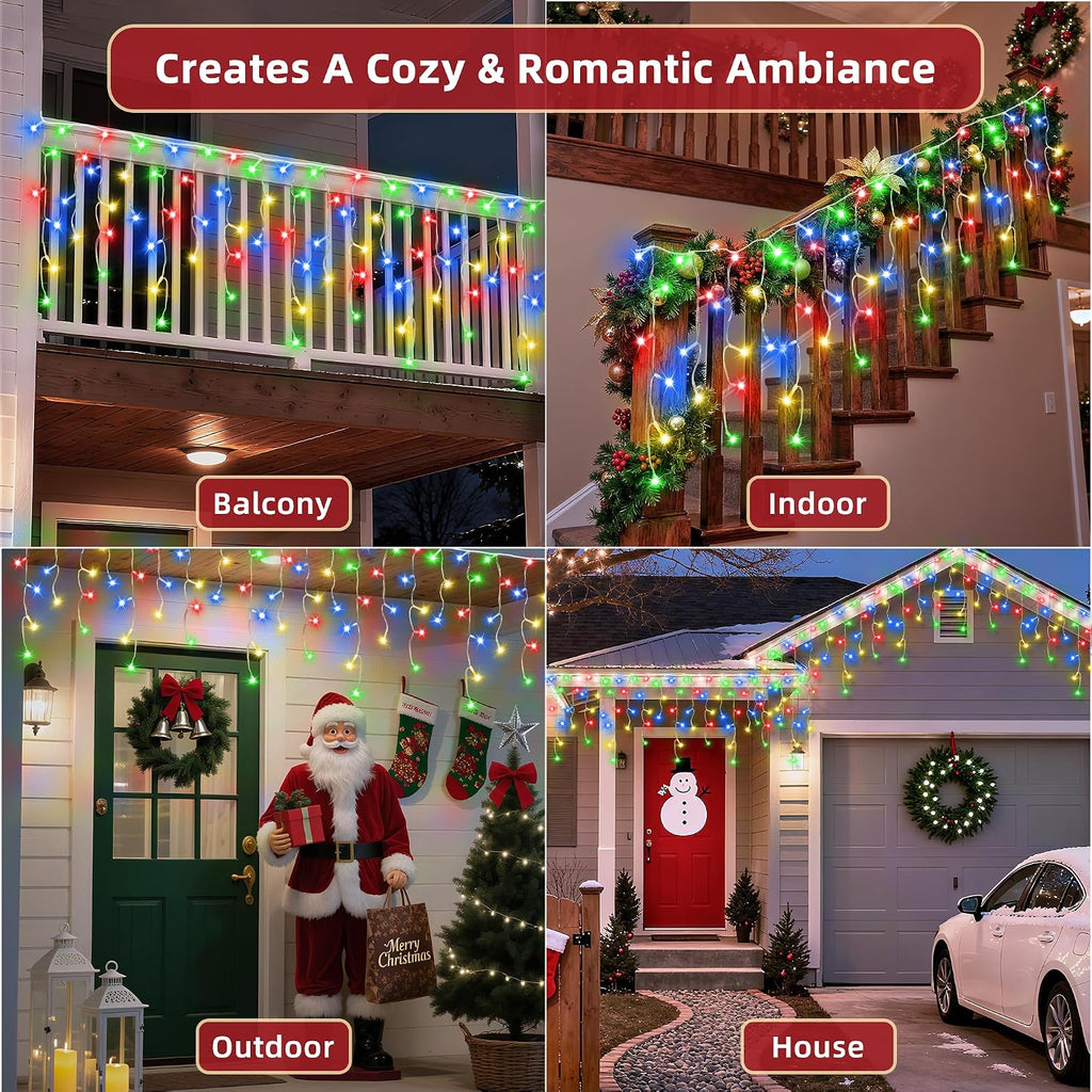 1620 LED Christmas Lights Outdoor 164 FT with 360Drops, Christmas Decorations Hanging Lights 12 Modes, Dimmable Outsite Fairy String Lights for Wedding Party Holiday Winter Wonderland Decor Multicolor