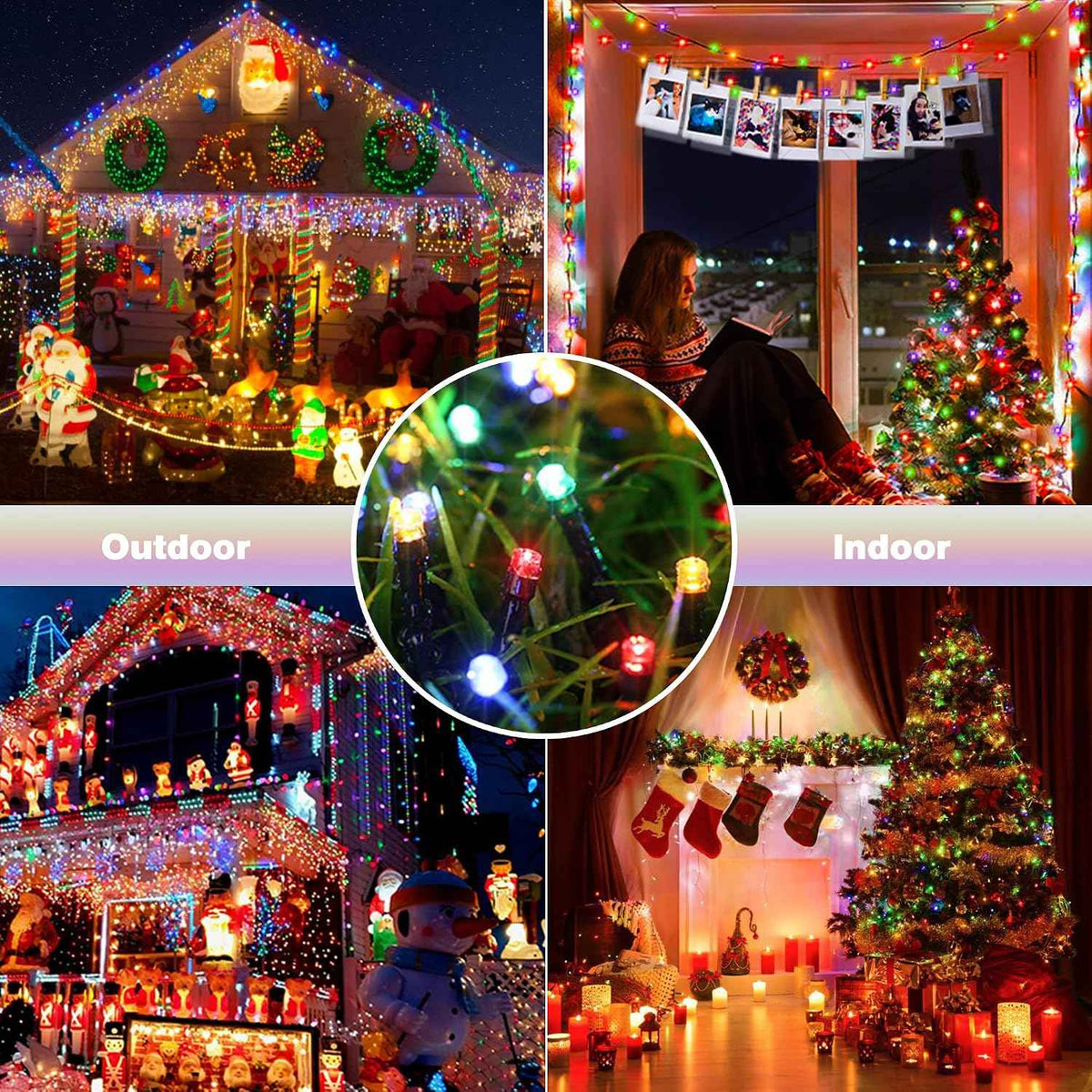 Toodour Solar Christmas Lights Outdoor, 2 Packs Solar String Lights | Total 144ft 400 LED with 8 Mode, Outdoor Christmas Light for Garden, Patio, Fence, Balcony, Xmas Tree Decor - Multicolor