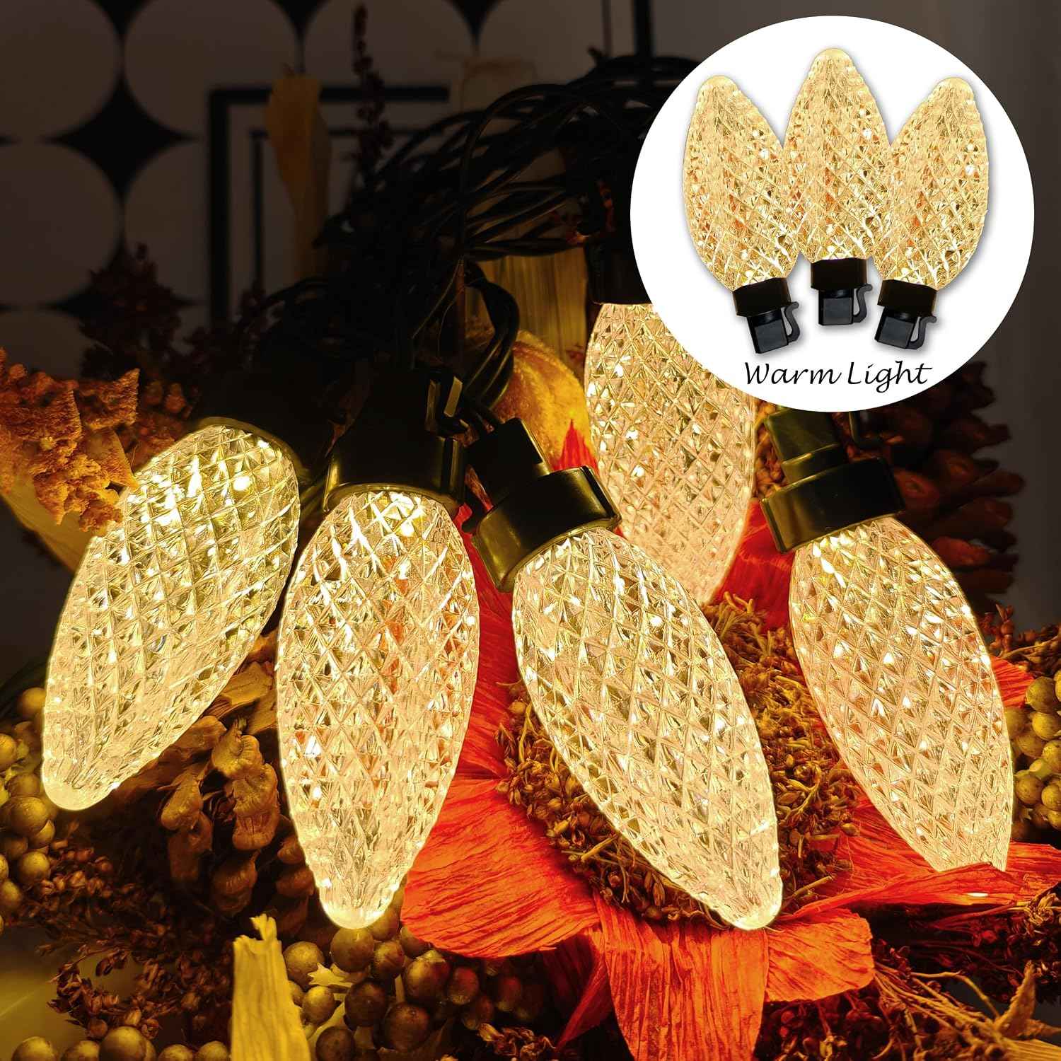 AWQ 20 LED 41 FT Christmas String Lights Oversize Pinecone for Xmas Decor | Christmas Lights Twinkle String Lights Plug in 11 Modes Timer&Memory Function Extendable for Outdoor Christmas Decorations