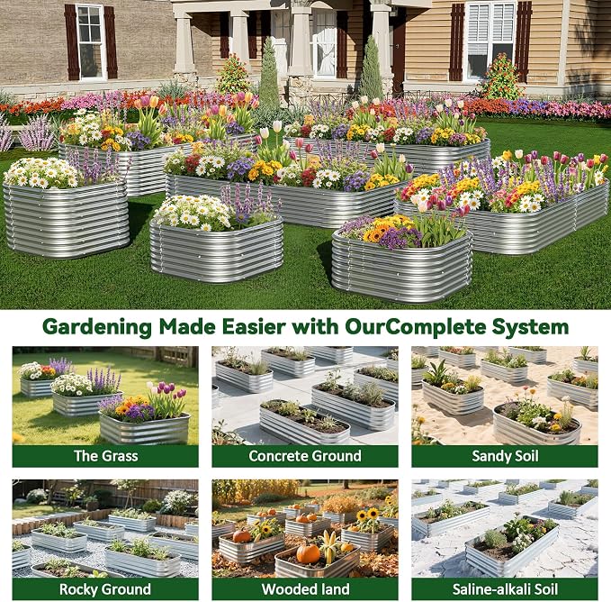 4 Pack 2x2FT Corrugated Galvanized Steel Raised Garden Bed Outdoor, Metal Above - Image 7