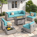 6-Seat Modern Outdoor Wicker Rattan Patio Furniture Set by MASIONBACKYARDS