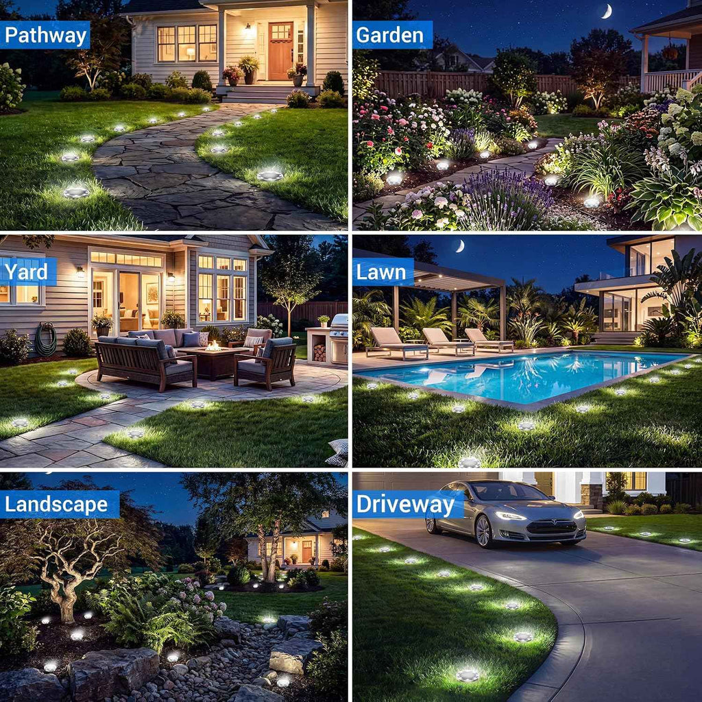 Peasur Solar Lights Outdoor Waterproof, 8 Pack Solar Powered Ground Lights Outdoor, IP68 Waterproof, Anti-Rust, Solar Garden Lights Landscape Lighting for Pathway Yard Lawn Walkway Driveway,Cool White