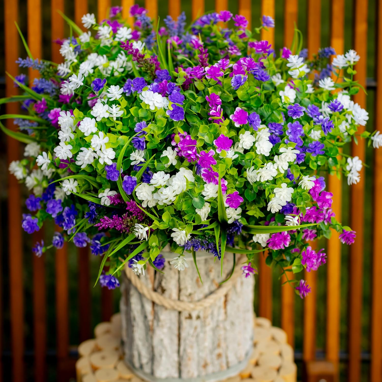 AXYLEX Artificial Flowers for Outdoors, 12 Bundles Fake Plants (Mixed) | UV resistant faux plastic flowers, no fade artificial greenery – garden, patio, porch & home